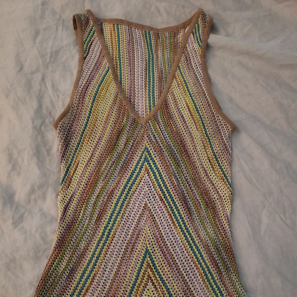 Bohemian tank top multicolored with perforations